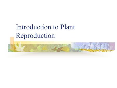 Introduction to Plant Reproduction