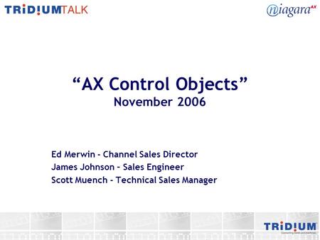 “AX Control Objects” November 2006