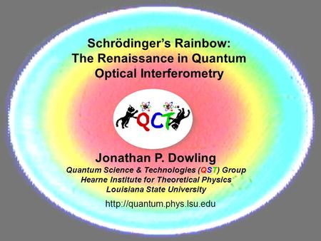 Schrödinger’s Rainbow: The Renaissance in Quantum Optical Interferometry Jonathan P. Dowling Quantum Science & Technologies (QST) Group Hearne Institute.