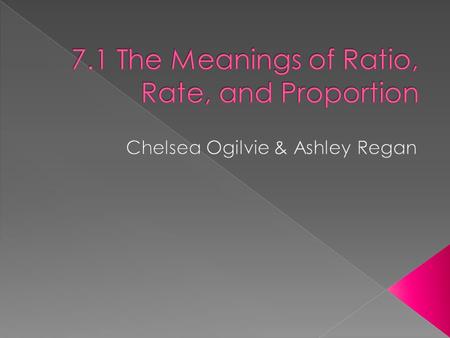 7.1 The Meanings of Ratio, Rate, and Proportion