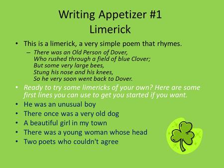 Writing Appetizer #1 Limerick