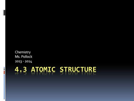 Chemistry Ms. Pollock 2013 - 2014. Introduction  Dalton’s atomic theory very good but not entirely correct  Atoms able to be broken into smaller particles.