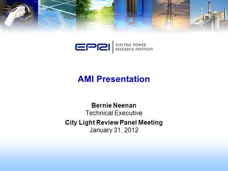 Bernie Neenan Technical Executive City Light Review Panel Meeting January 31, 2012 AMI Presentation.