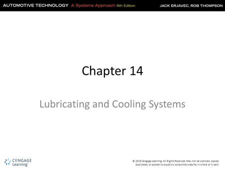 Lubricating and Cooling Systems