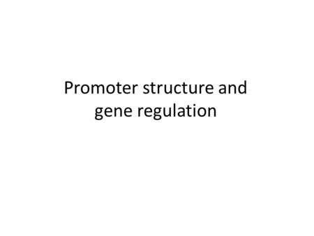 Promoter structure and gene regulation. Bacterial Promoters Source: