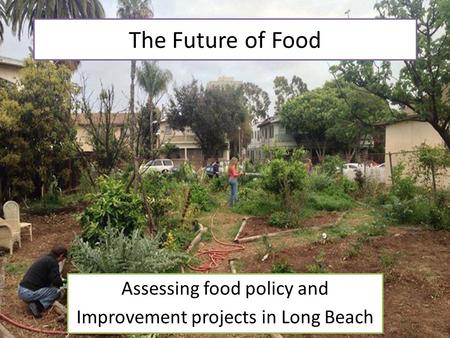 The Future of Food Assessing food policy and Improvement projects in Long Beach.