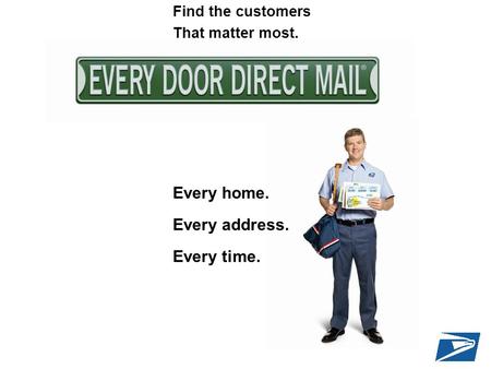 Every home. Every address. Every time. Find the customers That matter most.