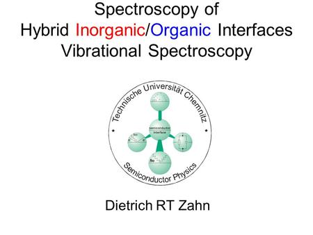 Spectroscopy of Hybrid Inorganic/Organic Interfaces Vibrational Spectroscopy Dietrich RT Zahn.
