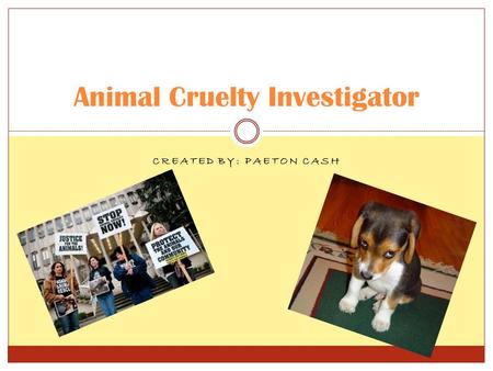 CREATED BY: PAETON CASH Animal Cruelty Investigator.