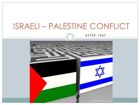 AFTER 1947 ISRAELI – PALESTINE CONFLICT. Focus: Understanding the UN’s role and how the UN functions Interpreting the vote in the UN’s decision regarding.