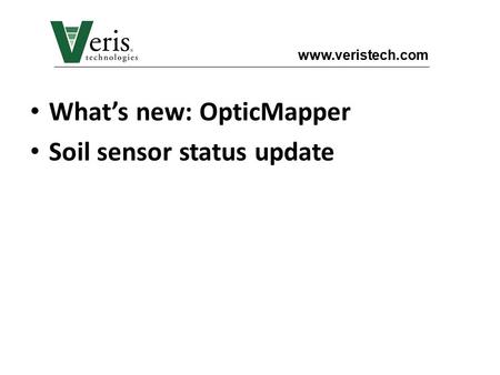 What’s new: OpticMapper Soil sensor status update