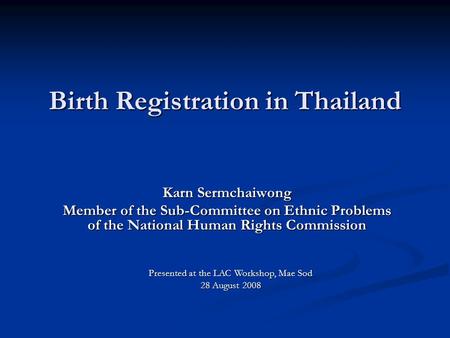 Birth Registration in Thailand