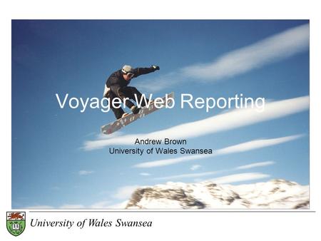 University of Wales Swansea Voyager Web Reporting Andrew Brown University of Wales Swansea.