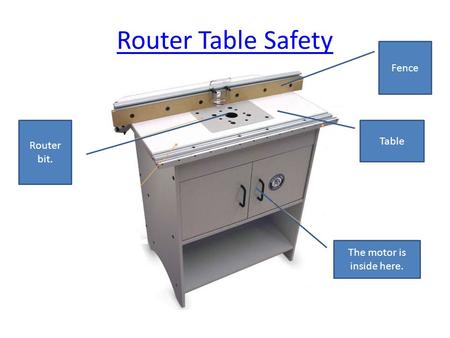Router Table Safety Fence Table The motor is inside here. Router bit.