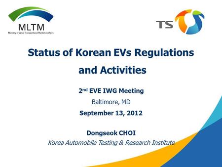 Status of Korean EVs Regulations