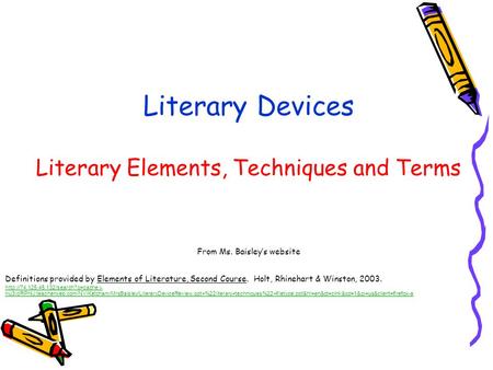 Literary Devices Literary Elements, Techniques and Terms From Ms