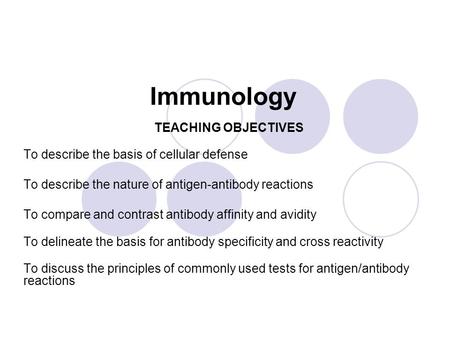 Immunology TEACHING OBJECTIVES