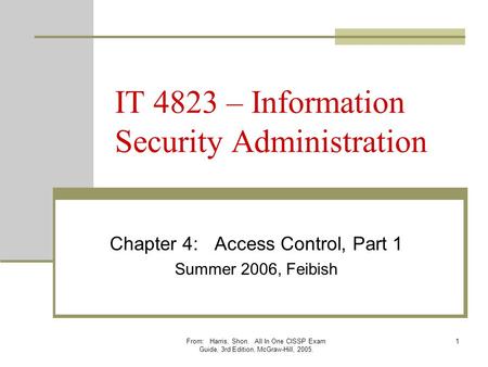 IT 4823 – Information Security Administration