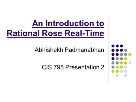 An Introduction to Rational Rose Real-Time