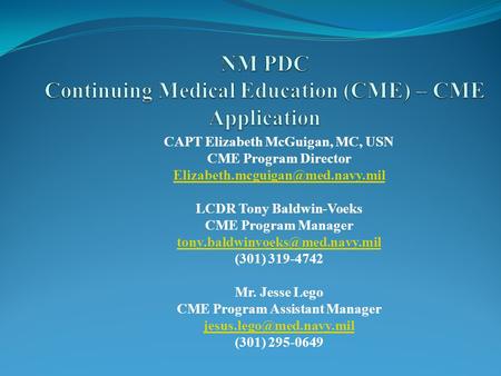 NM PDC Continuing Medical Education (CME) – CME Application