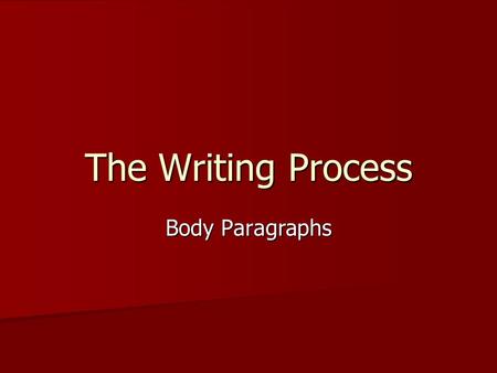 The Writing Process Body Paragraphs. A body paragraph is a paragraph that helps support the argument or claim made in the thesis statement. A body paragraph.