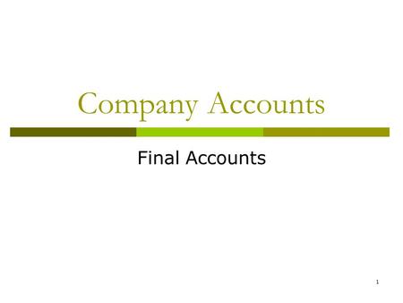 Company Accounts Final Accounts.