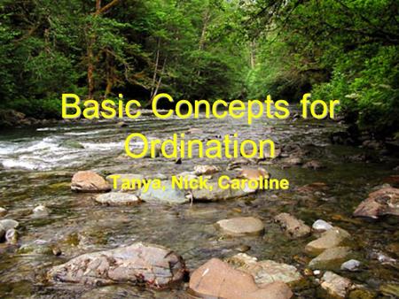 Basic Concepts for Ordination Tanya, Nick, Caroline.