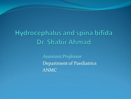 Assistant Professor Department of Paediatrics ANMC.