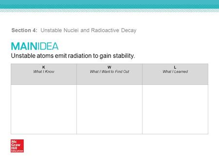 Section 4: Unstable Nuclei and Radioactive Decay
