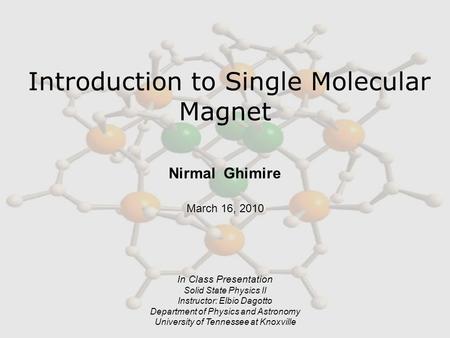 Introduction to Single Molecular Magnet