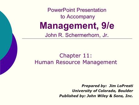 Chapter 11: Human Resource Management
