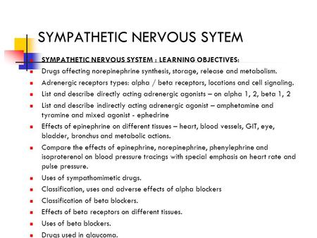 SYMPATHETIC NERVOUS SYTEM