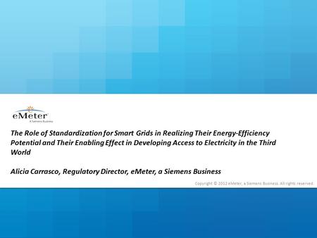 The Role of Standardization for Smart Grids in Realizing Their Energy-Efficiency Potential and Their Enabling Effect in Developing Access to Electricity.