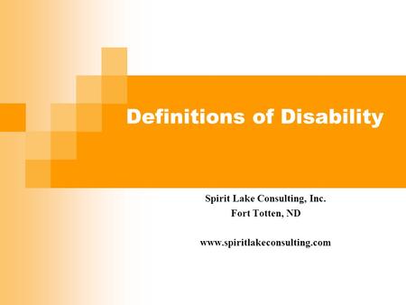 Definitions of Disability
