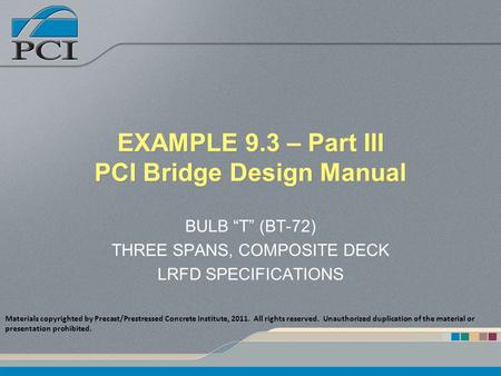 EXAMPLE 9.3 – Part III PCI Bridge Design Manual