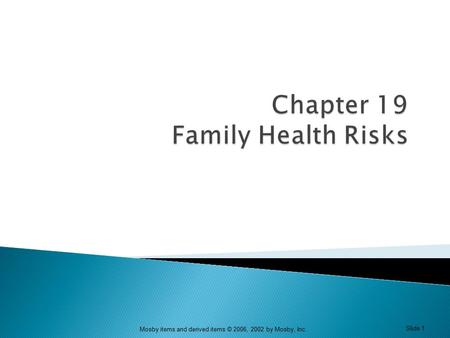Chapter 19 Family Health Risks