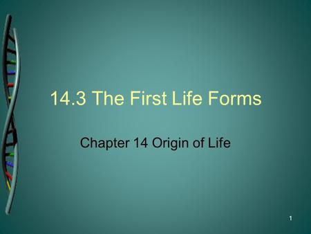 14.3 The First Life Forms Chapter 14 Origin of Life.