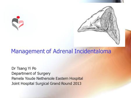 Dr Tsang Yi Po Department of Surgery Pamela Youde Nethersole Eastern Hospital Joint Hospital Surgical Grand Round 2013 Management of Adrenal Incidentaloma.