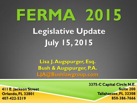 Legislative Update July 15, 2015