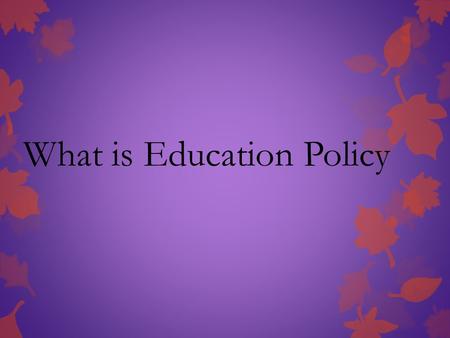 What is Education Policy