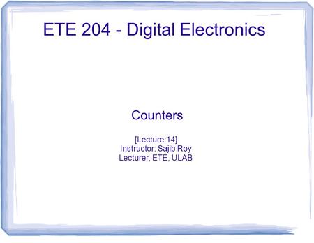 ETE Digital Electronics