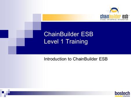 ChainBuilder ESB Level 1 Training Introduction to ChainBuilder ESB.