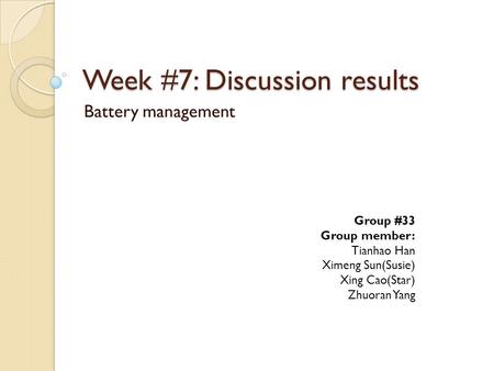 Week #7: Discussion results