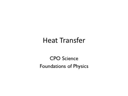 CPO Science Foundations of Physics