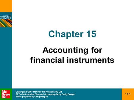 Accounting for financial instruments