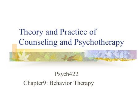 Theory and Practice of Counseling and Psychotherapy