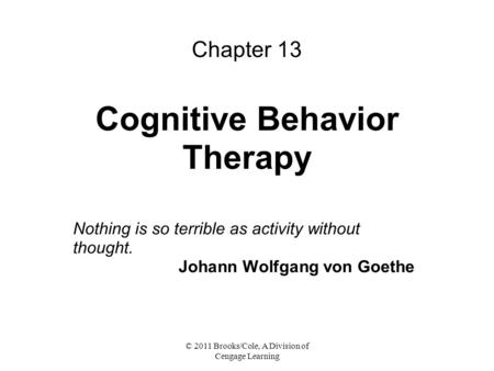 Chapter 13 Cognitive Behavior Therapy