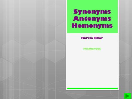 Synonyms Antonyms Homonyms Kortni Blair resources resources.
