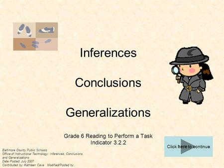 Inferences Conclusions Generalizations