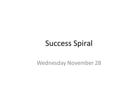 Success Spiral Wednesday November 28. Wednesday November 27, My Hero Lesson 31, question # 5 1 st period: Work through the question.